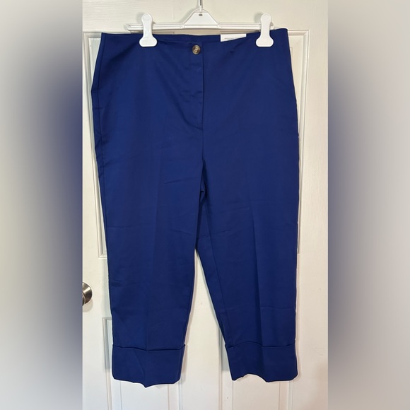 Chicos Women’s Cropped Pants Sz3 (US16) Straight Leg Blue Stretchy Pull On NWT - Picture 1 of 11